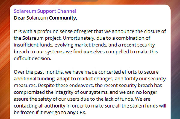 Telegram Trading Bot Solareum Halts Operations After $520K Exploit - 