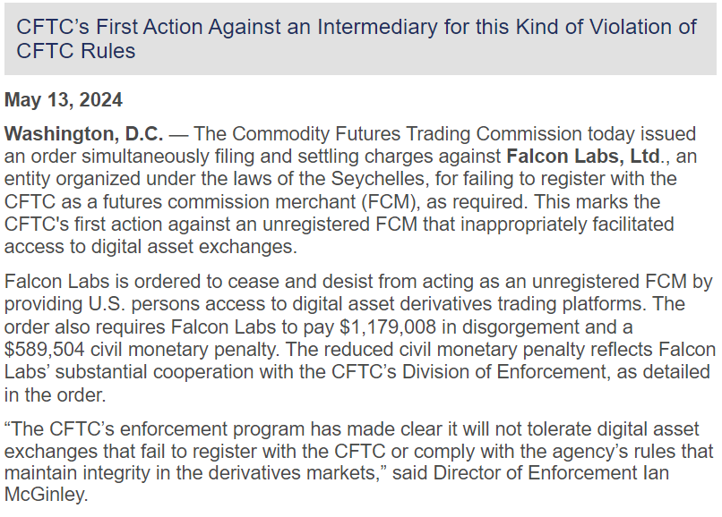 Falcon Labs Resolves Legal Matter with CFTC Over Unregistered Crypto Trading gg